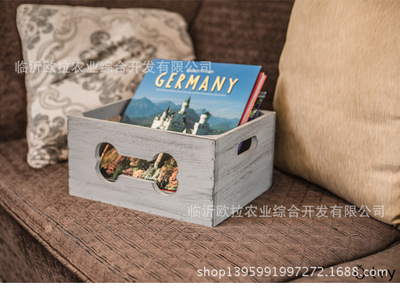 欧拉藤饰复古整理箱子美式百纳北极熊玩具储物箱实木杂志收纳盒