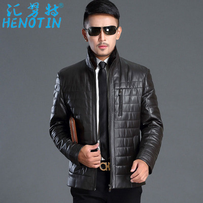 汇努特秋冬绵羊皮衣真皮草水貂毛领皮大衣羽绒夹里外套保暖男装