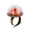 Adjustable metal organic ring, European style, flowered, wholesale