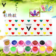 薇妮美跨境专供12色美甲彩绘胶美甲画花炫彩甲油胶美甲店专用