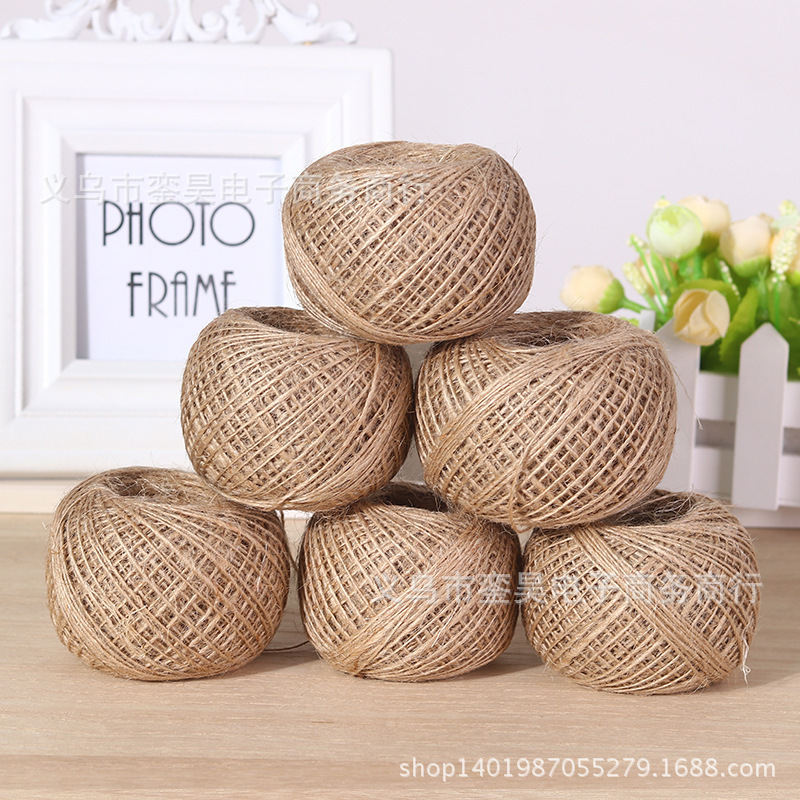 环保麻绳DIY摄像图片墙装饰品 黄麻材料单股麻绳100米/卷批发|ru