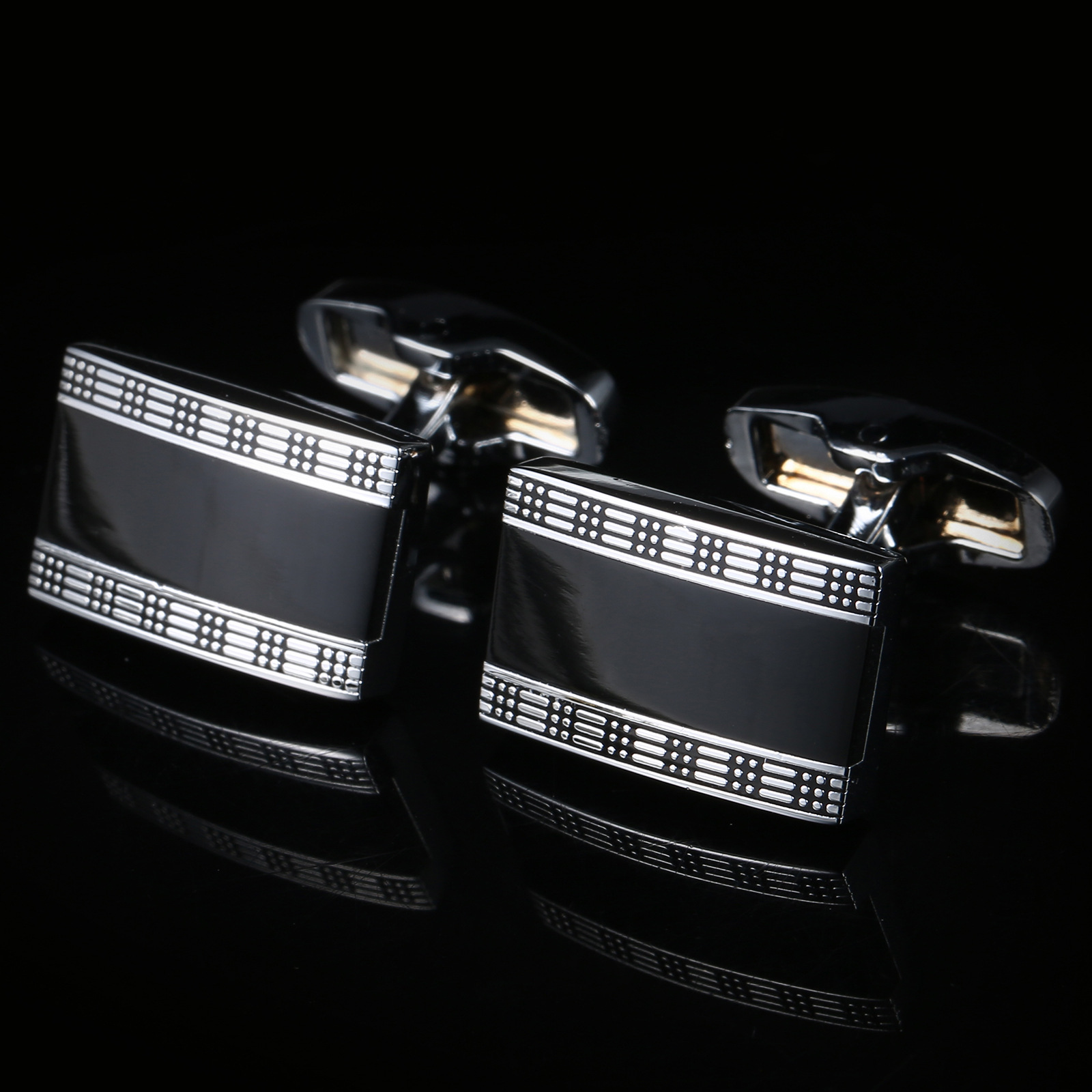 European and American black enamel cuffl...