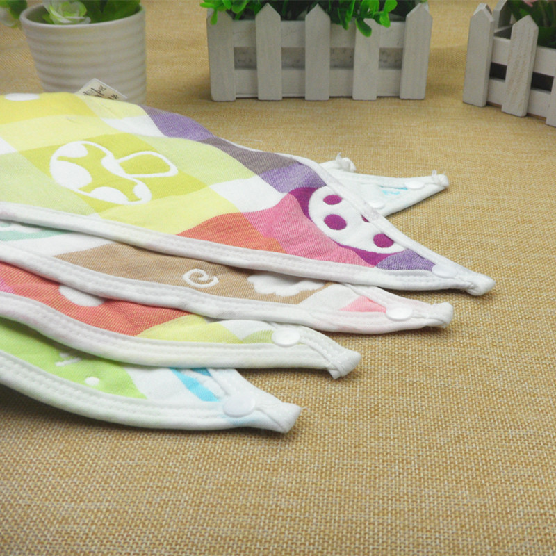 【橙贝儿纯棉纱布三角巾六层提花纱布围兜围嘴