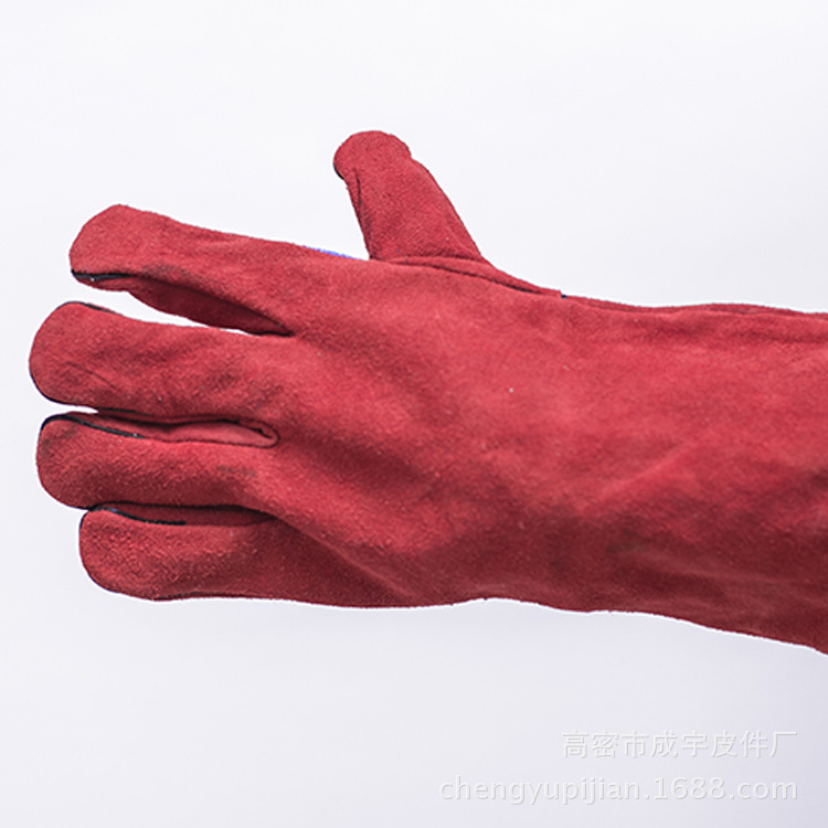挂里电焊手套 红挂里二层全皮 焊工工作防护手套劳保电焊皮手套