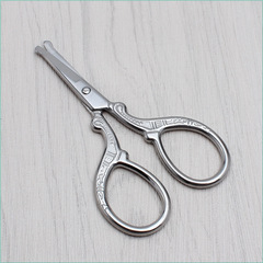 復古不鏽鋼圓頭鼻毛剪 圓頭小剪刀 美容剪刀 化妝小工具 純頭剪