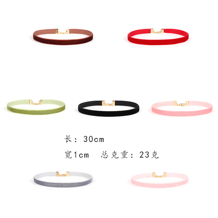 23g Weight Necklace Classification Wedding, Travel Occasion Circle Pattern Women'S Gender Princess Style Fashion Velvet Solid Color Lace Choker Set 6