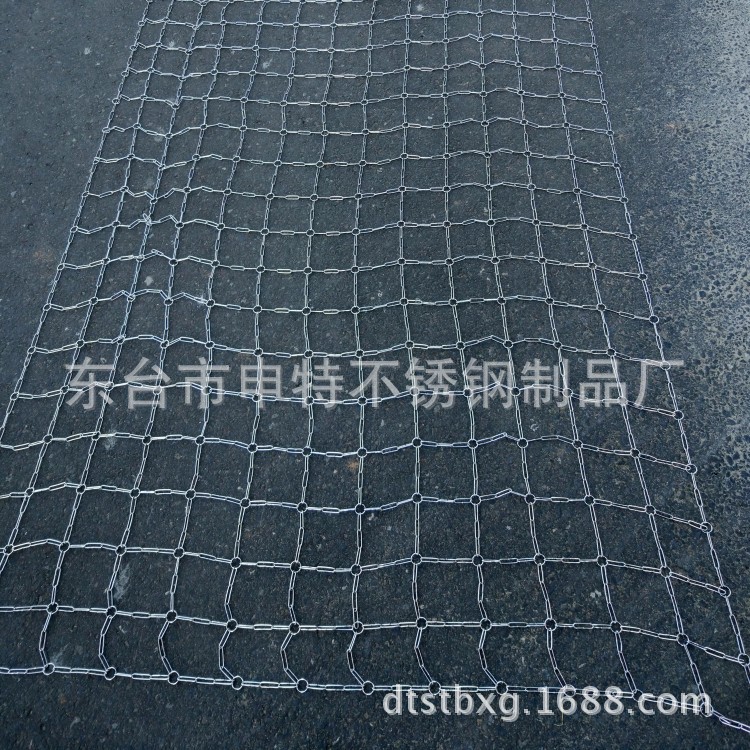 生产笼式铁链网 足球场地网链 不锈钢链条网 编织链网球网