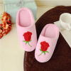 The new rose embroidery flower soft bottom home indoor non -slip and slippers home indoor wood flooring mute cotton drag