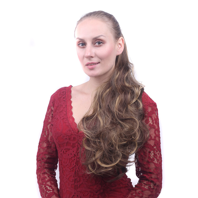 Cheveux synthétiques cheveux bouclés pour femmes vague fibre synthétique pince à griffe queue de cheval naturelle moelleuse_voghion.com