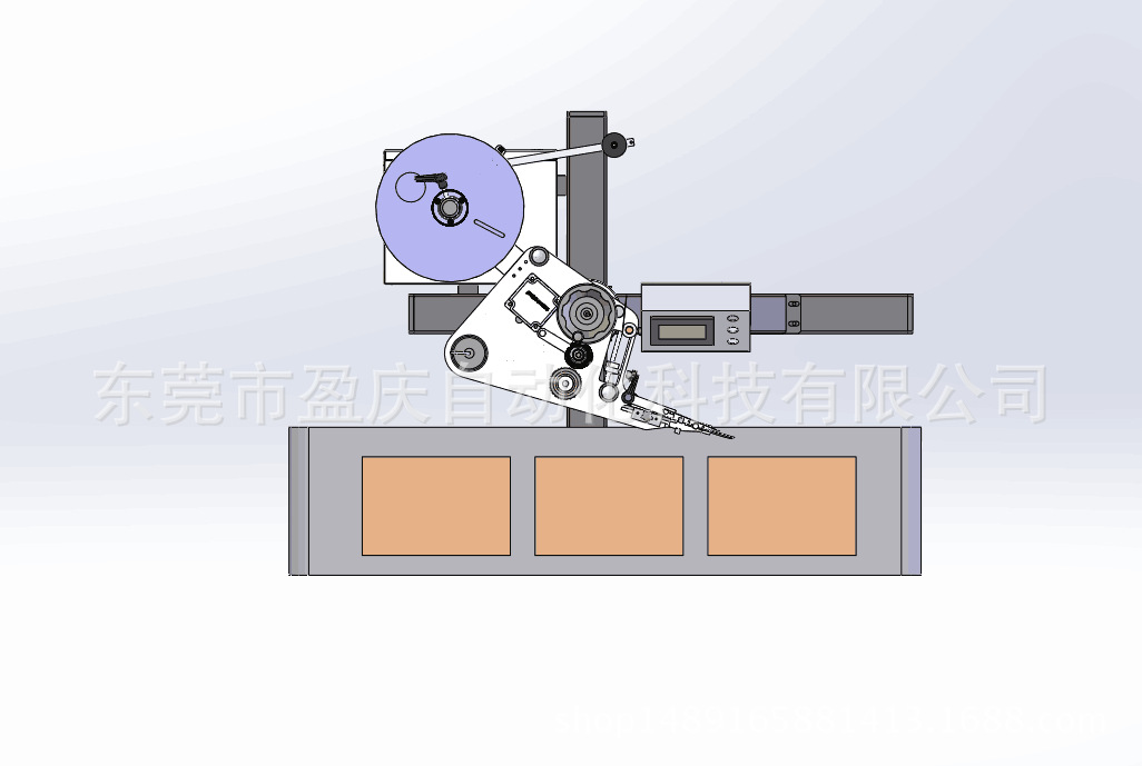 流水线贴标机侧面（三维效果图、）