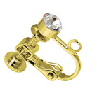 厂家直销手工材料5MM镶钻带吊坠圈螺丝耳夹可调节螺旋耳环diy饰品