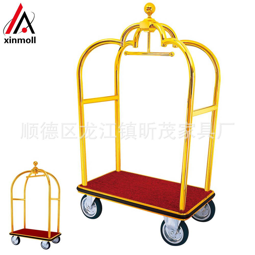 customized hotel Lobby luggage cart Jinding high-grade Stainless steel service Car Disassembly and assembly Hand luggage cart