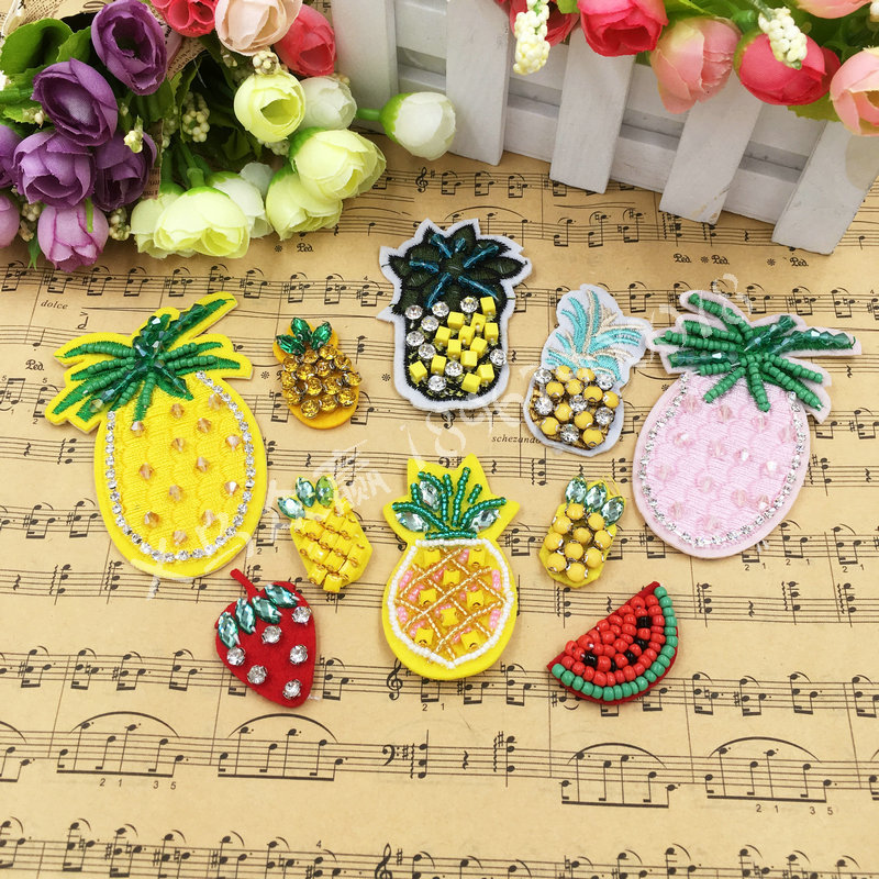 厂家现货供应手工钉珠水果布贴DIY服装鞋帽包头饰配件辅料