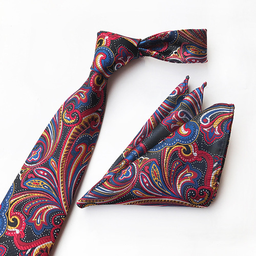 Factory direct supply  new style paisley elegant and atmospheric men's tie pocket square set