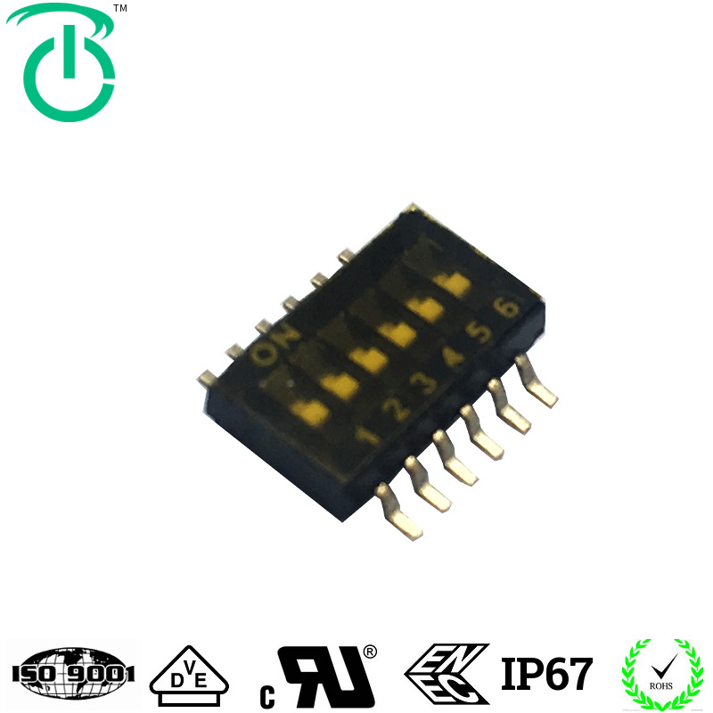 厂家直销贴片半脚距1.27mm微型超薄二进制拨码开关