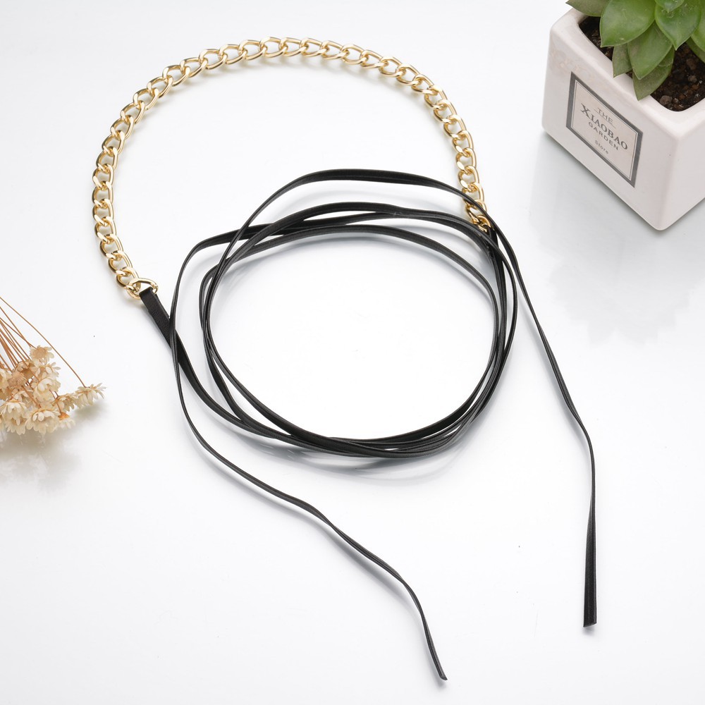 Korean Fashion Personality Diy Leather Simple Classic Alloy Necklace display picture 3