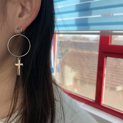 欧美夸张十字架圈圈耳环街头耳钉耳环女|ru
