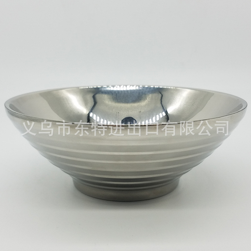 Factory direct sales of stainless steel ramen bowls, 304 Japanese ramen bowls, threaded bowls, high-end soup noodle bowls, thickened bamboo hat bowls detail image 4