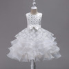 Europe and the United States in the big girls bow girls dress Beaded sequined dress skirts wedding flower girl princess