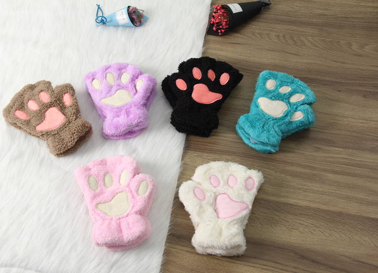 Women's Cute Paw Print Polyester Gloves display picture 2