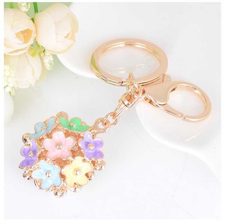 Lady Style Lady Floral Ball Alloy Women's Bag Pendant Keychain