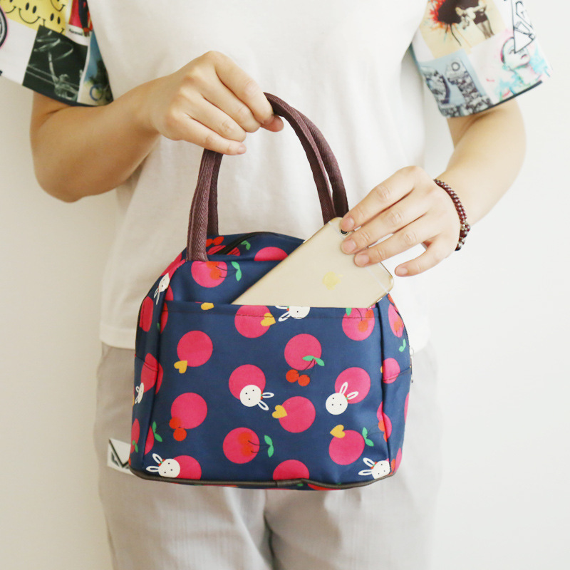 夏季韓版牛津布手拎包 女士印花手提便當 箱型媽咪包