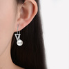 Fashionable triangle, universal copper earrings from pearl, Korean style