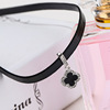 Fashionable black acrylic necklace, accessory, European style, four-leaf clover, wholesale