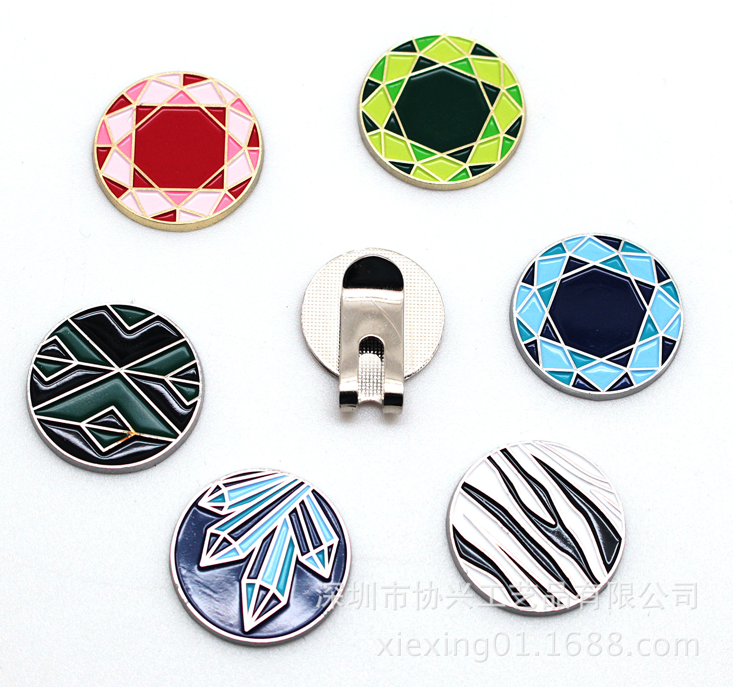 深圳厂家定制高尔夫球帽夹高尔夫马克球位标磁铁MARK烤漆金属帽夹