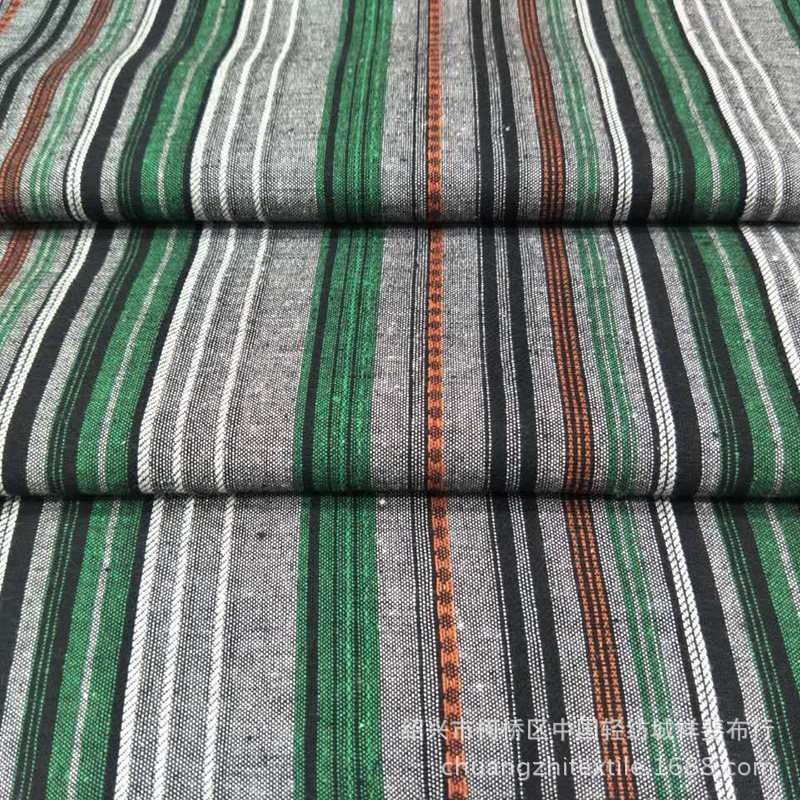 涤棉色织提花彩色条纹面料衬衫面料梭织淘现货民族风布料先染布