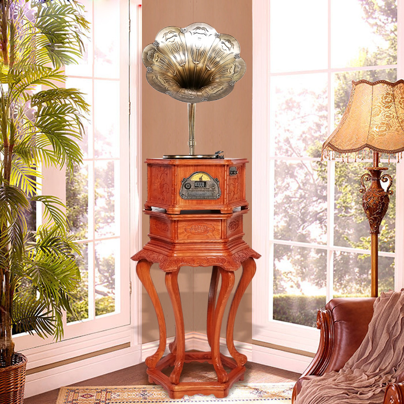Roxy Rosewood Africa Pear Gramophone Retro Vinyl record player Big Horn To fake something antique Phonograph Decoration
