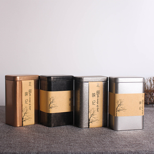 Retro tea can tin box new large and small square tinplate tea packaging box sealed tea tin box