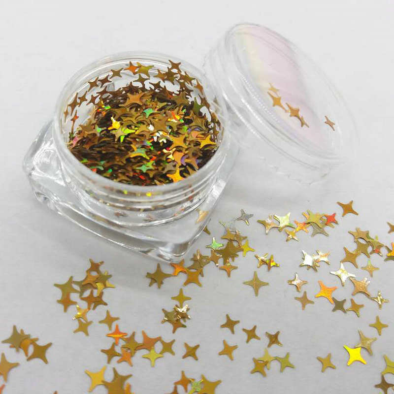 Nail art glitter nail decorations, four-pointed star mixed glitter, nail glitter 2.5MM-4MM four-pointed star glitter.