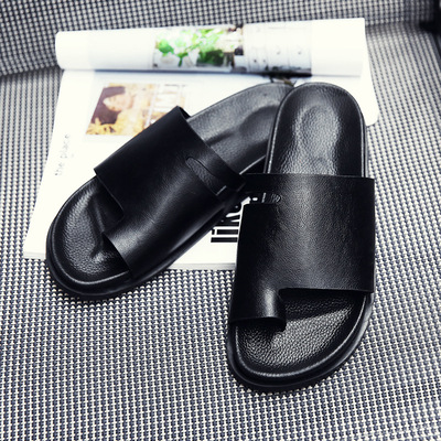 凉拖鞋男夏季欧洲站Ro拖鞋男士真皮厚底防滑一字拖鞋简约沙滩潮拖|ms