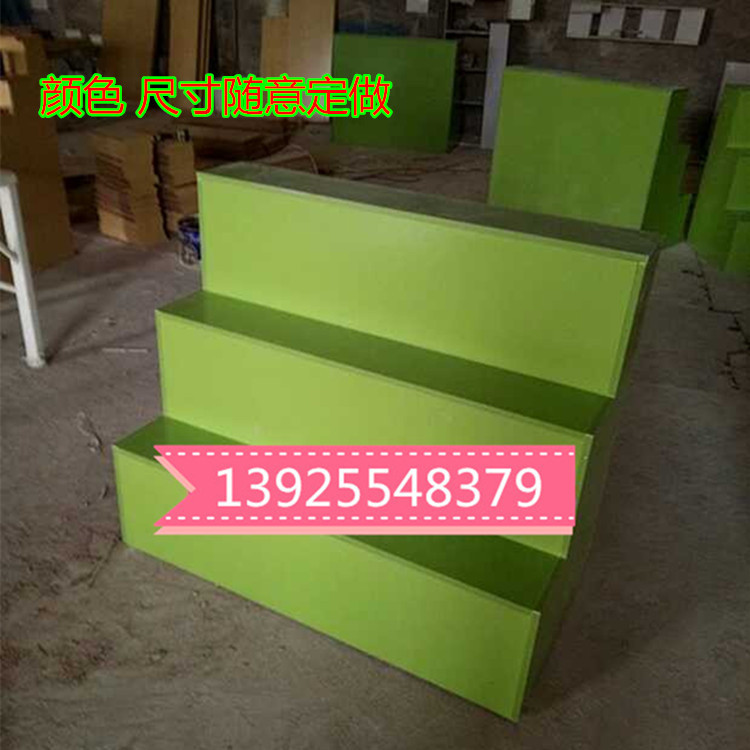 阶梯型梯形木质展柜台阶式展架花瓶中岛展示柜玩具包包礼品柜展示