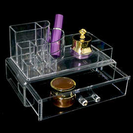 创意多格带抽屉透明亚克力化妆品收纳盒 桌面塑料首饰整理盒