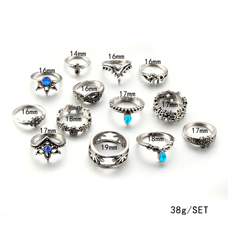 Vintage Ethnic Gemstone Combination 13 Piece Set Ring display picture 2
