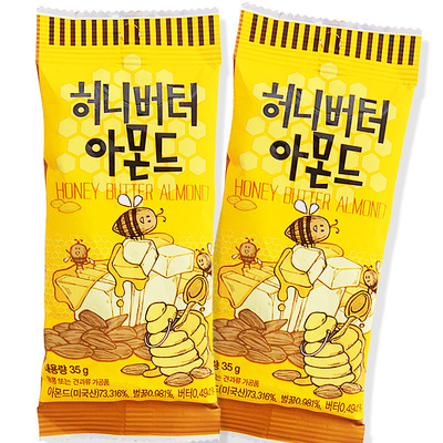 Korean imports gillim honey butter Almond 35g/ bag leisure time nut food