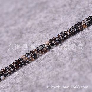 Natural crystal black striped agate faceted round beads semi-finished faceted loose beads DIY handmade beads wholesale