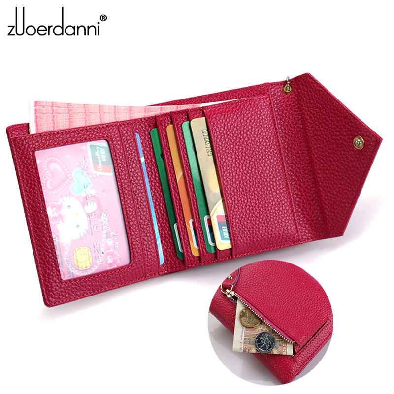 创意款头层牛皮小钱包拼色信封短款女士迷你厂家直销零钱