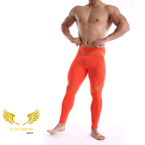 Men's nylon mid-waist sports fitness cycling pants, fashionable casual pants, one-piece drop shipping tight pants for men