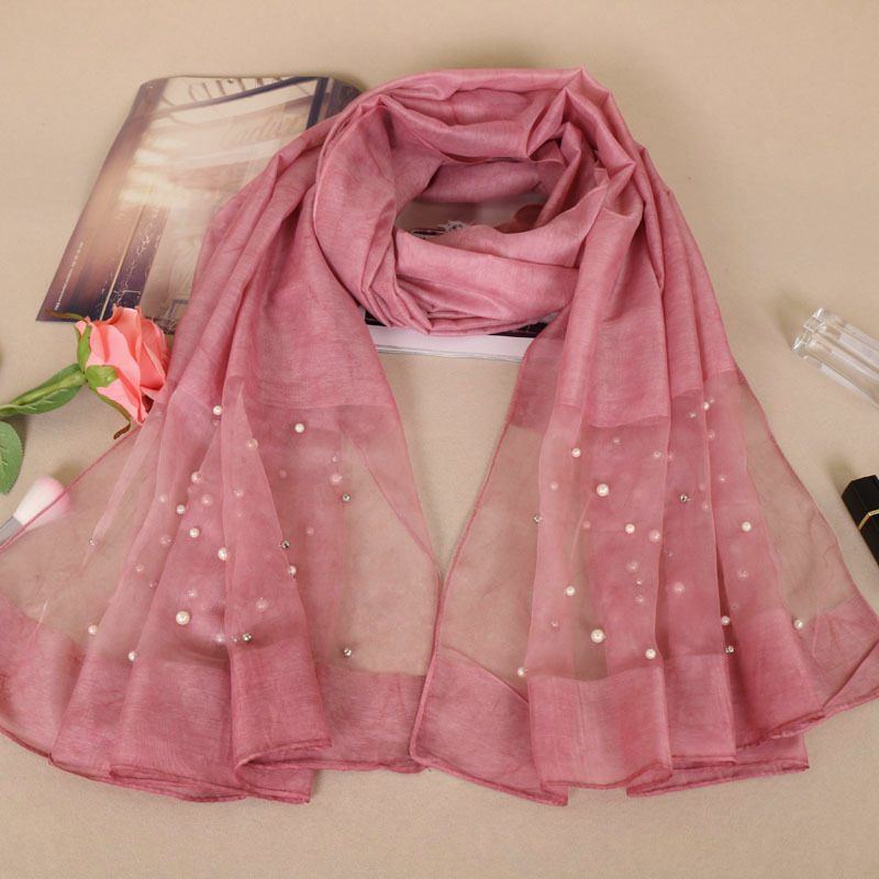 #4皮红 (1) 蕾丝珍珠羊绒围巾