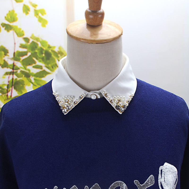 Han edition false set auger pearl decoration shirt collar false took black female shirt collar