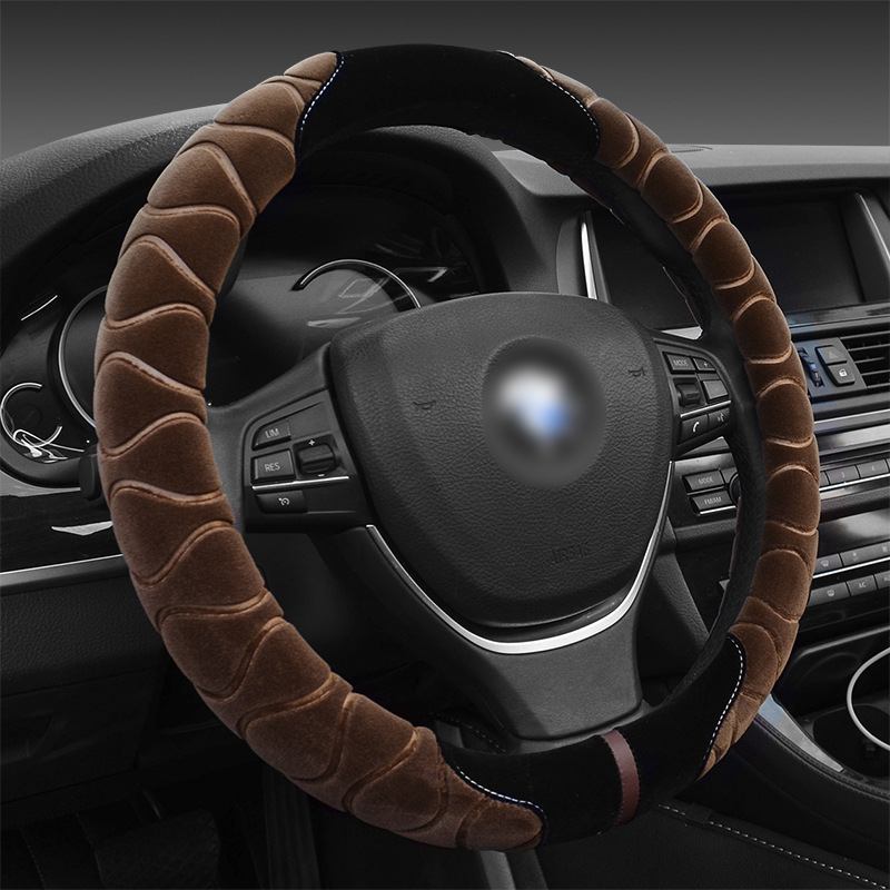 汽車方向盤套冬季短毛絨通用型把套38cm中號方向盤把套BT-815