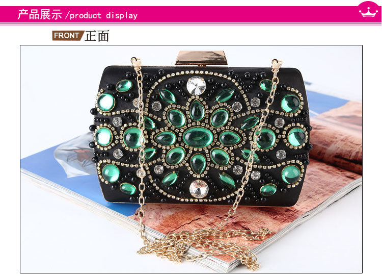 Retro Dinner Bag Handmade Emerald Evening Dress Bag Clutch display picture 2