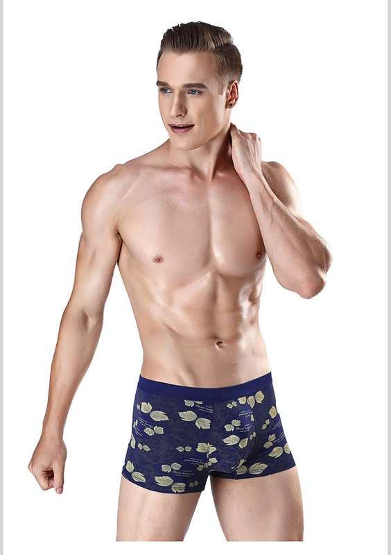 Đồ lót nam quần boxer nam thoáng khí cotton trẻ trung in bốn góc quần short