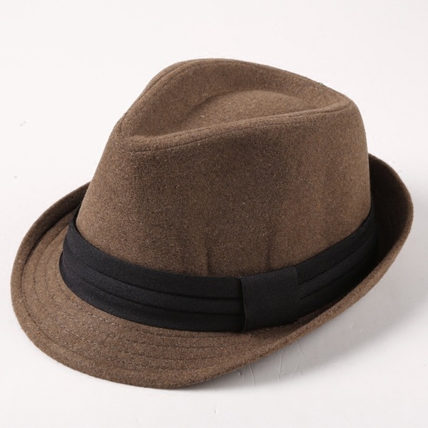 春秋新款街拍爵士礼帽英伦绅士复古男士平顶潮帽型男保暖毛呢帽子