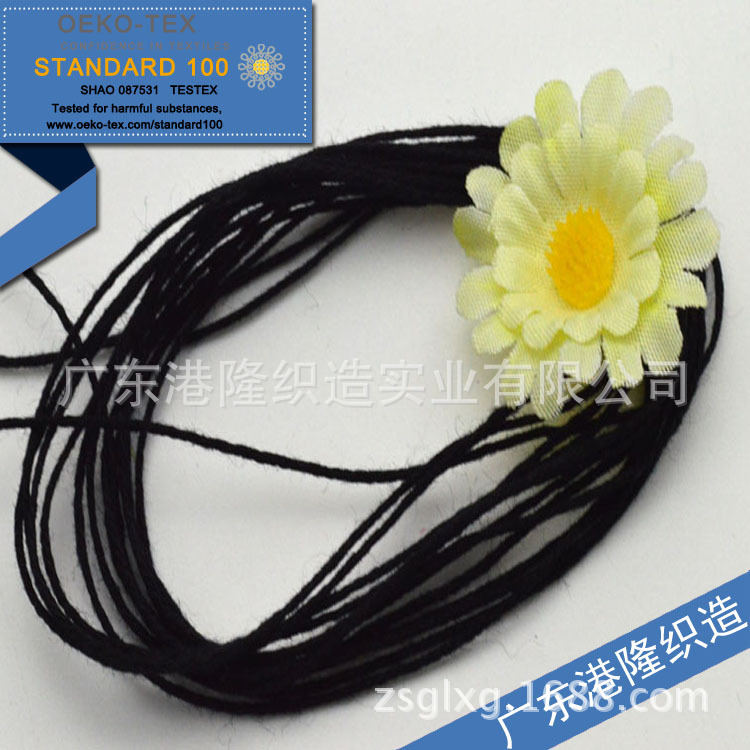 0.7MM黑色95%棉吊牌绳/三股绳/纽绳/吊绳