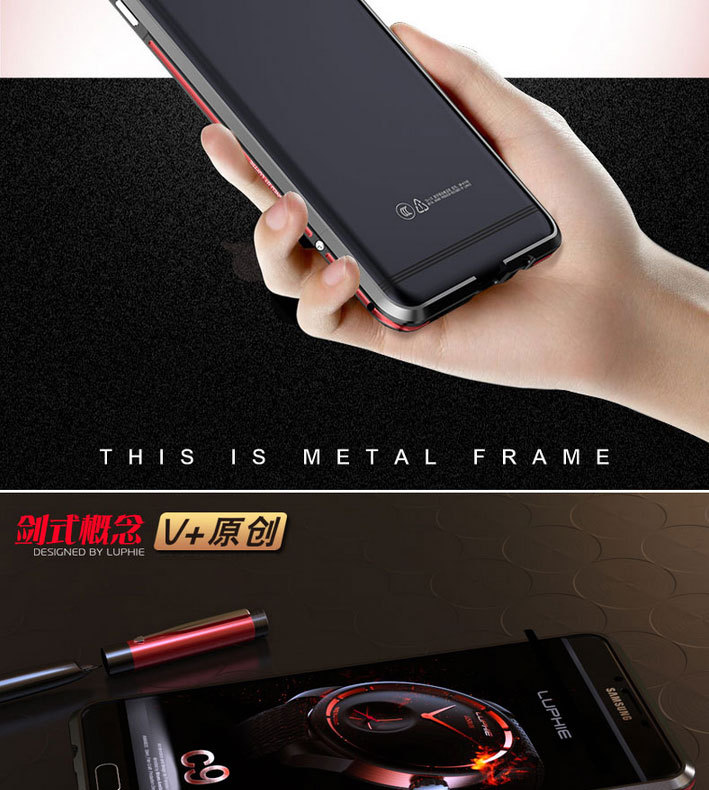 Luphie Bicolor Blade Sword Slim Light Aluminum Bumper Metal Shell Case for Samsung Galaxy C9 Pro
