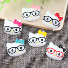 眼镜KT猫 树脂配件 diy奶油手机壳材料 diy儿童发夹发饰发绳配件